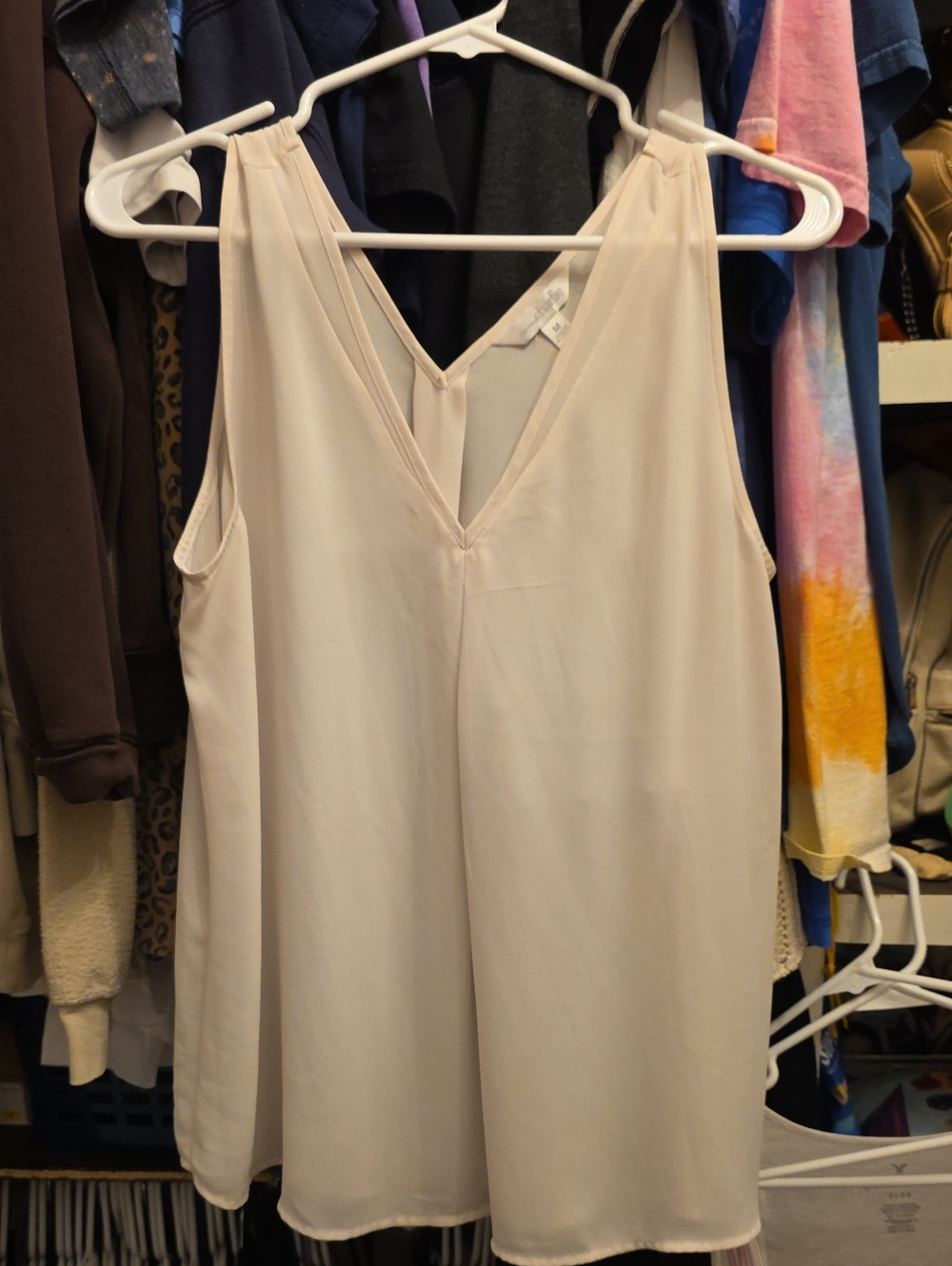Charming Charlie Cream Sleeveless V-Neck Blouse